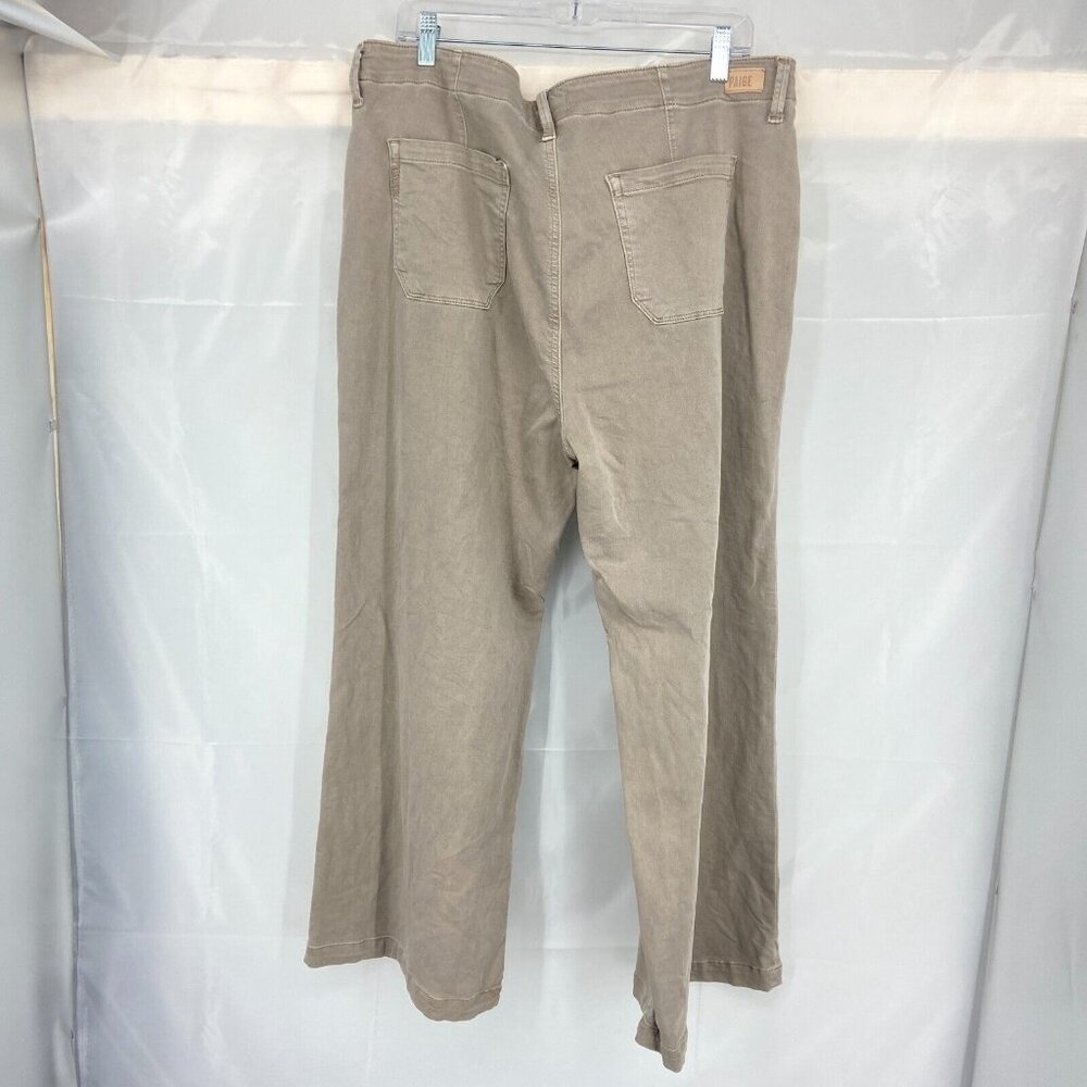 Paige Women 34 Carly Wide Leg Pant Khaki Ankle Moss Taupe Tie Waist High Waist - Picture 4 of 12